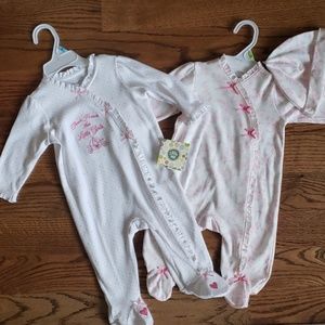 NWT 2 one piece footie pajamas